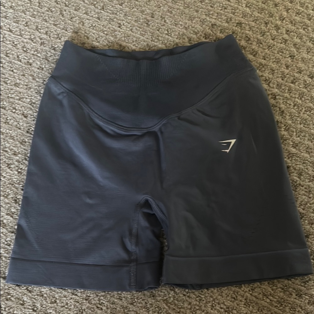 Gymshark gray/blue Bike Shorts with Elastic Waistband